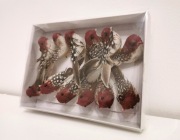 Ptaszki ptaki dekoracyjne bordowe 12 sztuk Wielkanoc wiosna stroik 