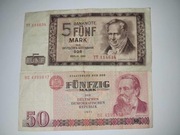 2 baknoty marek 5 1964 i 50 1971