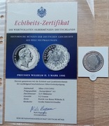 Prusy Wilhelm II 5 Marek 1906  - REPLIKA   Ag 333/1000