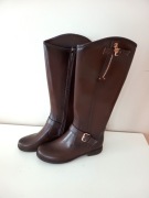 duże jesienne wiosenne brązowe damskie oficerki kozaki konne 39 wiosna