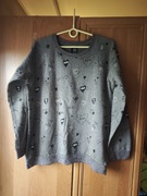 Bluza damska Sinsay rozmiar M ciemnoszara z wzorem w serduszka