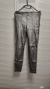 Spodnie Zara r. S pas 66 cm eko skóra srebrne NOWE