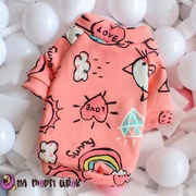Różowa bluza w słodkie nadruki dla psa M L XL