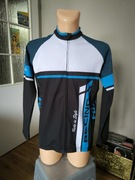 Fdx bluza kolarska rower długi rękaw czarna niebieski longsleeve odblaski