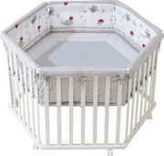 Roba,kojec 6-kątny Adam&Sowa,bezpieczny kojec z wkładką ochronną,biały