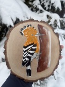 Duży plaster drewna 21 cm | ręcznie malowany Dudek | zawieszka | handmade