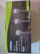 zestaw 3 białych, solarnych lamp LED w kształcie kuli 