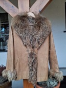 Kurtka skóra naturalna z naturalnym jenotem roz,S