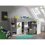 Łożko piętrowe antresola ze schodami Konkret 3 jak nowe beton+biały