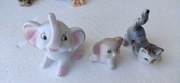 Bardzo stare figurki ceramiczne słoniki + kotek