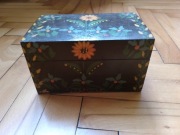 Szkatułka kasetka ludowa ręcznie malowana ZSSR UNIKAT PRL