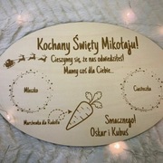 Drewniany Talerzyk/tacka dla Świętego Mikołaja