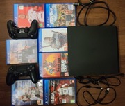 PS4 slim 500gb 2 pady 8 gier KOMPLET IDEAŁ kable