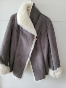 LAURA ASHLEY kurtka  KOŻUCH PIĘKNY SZARY/ECRU 