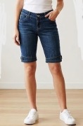 Jeansowe spodenki rybaczki granatowe M L do kolan denim casual basic y2k