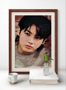 Złoty Jungkook z BTS, obraz ręcznie haftowany krzyżykiem, kpop, Korea