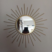 Lustro wiszące, okrągłe, metalowe, słoneczko, złote, średnica 45 cm