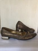 Mokasyny Lampert beż-złoto skóra 37