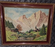 Obraz olejny Alpy Michael Reuss z 1968 r. vintage