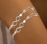 Zestaw 2 Bransoletki NIESKOŃCZONOŚĆ i SERCE – Srebrny Blask + Woreczek