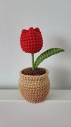 Kwiaty w doniczce na szydełku Tulipan mini