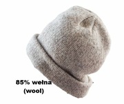 Ciepła czapka wełniana vintage dwuwarstwowa chłodny beż