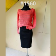 Set zestaw XS/34 spódnica prążek na suwak+sweter malinowy