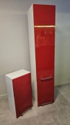 Meble łazienkowe - słupek 2 szt. - czerwony, lakierowany front