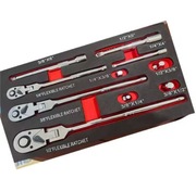 Zestaw grzechotek przegubowych 1/4” 3/8” 1/2” CrV + adaptery | EVA | 10 el.