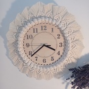 Zegar ścienny rękodzieło makrama