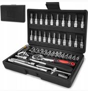 Zestaw kluczy nasadowych Klucze nasadowe grzechotka adaptery nasadki 46 el.