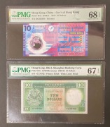 Zestaw Hong Kong PMG 2 certyfikowane banknoty PMG 68 EPQ + PMG 67 EPQ 