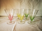 Kolorowe kieliszki do martini 6szt lata 1960 unikat