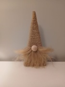 Krasnal jutowy z beżową brodą 27 cm – naturalna ozdoba w stylu boho