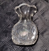 Stary kryształowy wazonik, szlifowane kwiaty, PRL