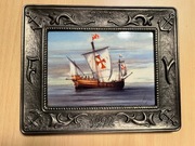 Zabytkowy obrazek Pinta  malowany na porcelanie 