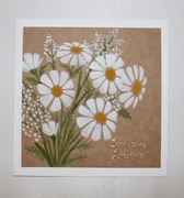 Kartka malowana białe kwiaty stokrotki na Urodziny Imieniny Ślub Chrzest