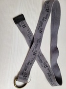 Vintage pasek materiał parciany szary z napisem 