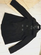 Czarny krótki płaszczyk damski zimowy S/M dwurzędówka