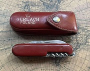 Stary scyzoryk z PRL Gerlach z pokrowcem czerwony