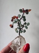 Drzewko szczęscia, kryształ górski, karneol