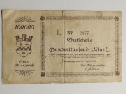 Banknot Niemcy Notgeld 100 000 marek 1923r. Miasto Kreuznach - Rzadki