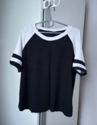 Czarno biała bluzka t-shirt L