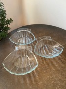 Szklane muszelki muszle 3 sztuki PRL retro