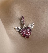 Różowe Serce Skrzydła Nowy Charms Zawieszka charm's biżuteria srebro 925