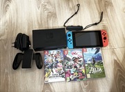 Nintendo Switch V2 + 3 Gry + Akcesorie