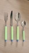 Sztućce komplet 24 el. 6x4 zielone niebieskie nóż widelec łyżka łyżeczka