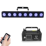 Zestaw Projektor laserów i panel 8 mocnych świateł led