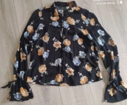 Czarna bluzka w kolorowe kwiaty 100% wiskoza 36/S