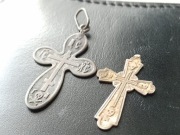 Krzyżyk prawosławny 2 szt. srebro pr. 84 XIX w. carska Rosja (83)